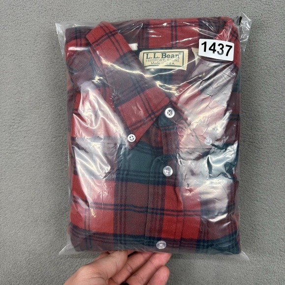 VTG LL Bean Flannel Shirt L Tall Red Green Tartan Plaid USA Made Gorpcore 90s‎ - Picture 9 of 9